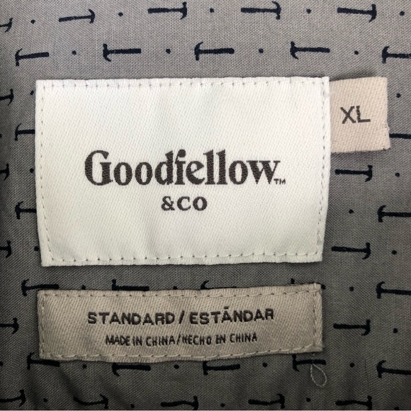 Goodfellow shirt hammer print button down long sleeve men’s XL gray & blue - Picture 7 of 9